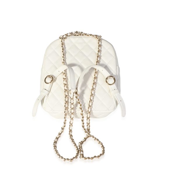 Chanel White Quilted Caviar CC Day Backpack - Picture 2 of 7